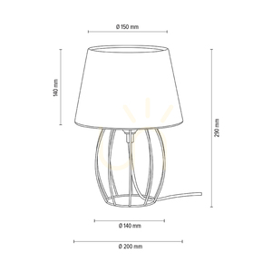 Lampa Stołowa Merano 1xE27 Max.25W Czarny Metal/Czarny Kabel PVC/Biały Abażur Ø20 cm small 3