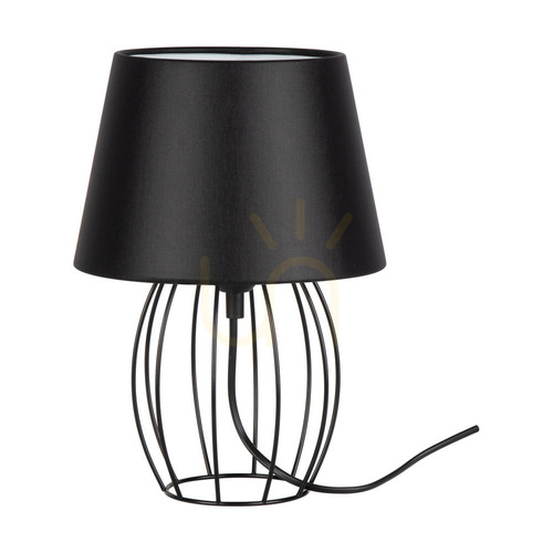 Sprawdź Lampa Stołowa Merano 1xE27 Max.25W Czarny Metal/Czarny Kabel PVC/Czarny Abażur Ø20 cm
