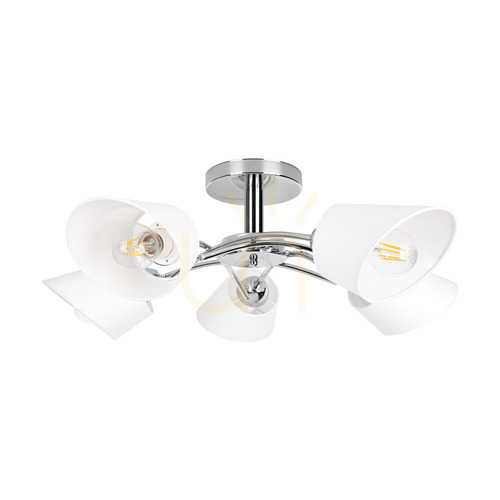 Sprawdź Lampa Sufitowa Mette 5xE27 Max.40W Chrom Metal/Biały Abażur Ø70 cm