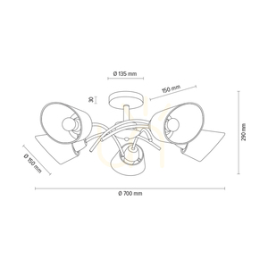 Lampa Sufitowa Mette Wood 5xE27 Max.40W Drewno Bukowe Orzechowe/Chrom Metal/Biały Abażur Ø70 cm small 4