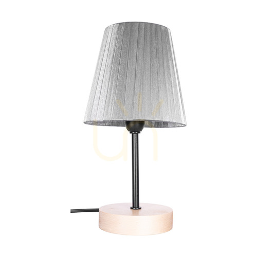 Sprawdź Lampa Stołowa Mila Wood 1xE14 Max.25W Brzoza/Czarny Metal/Czarny Kabel PVC/Srebrny Abażur Ø14 cm