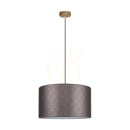 Sprawdź Lampa Wisząca Mirabella 1xE27 Max.60W Dąb Olejowany/Antracytowy Kabel w Oplocie/Brązowy Abażur Ø50 cm