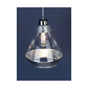 Lampa Wisząca Mistral 1xE27 Max.60W Chrom Metal/Transparentny Kabel PVC/Srebrno-Transparentny Szklany Klosz Ø25 cm small 2