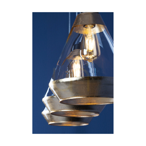 Lampa Wisząca Mistral 3xE27 Max.60W Czarny Metal/Transparentny Kabel PVC/Złoto-Transparentny Szklany Klosz 117 cm small 2