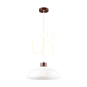 Lampa Wisząca Molde 1xE27 Max.60W Drewno Bukowe Orzechowe/Transparentny Kabel PVC/Biały Szklany Klosz Ø34 cm small 1