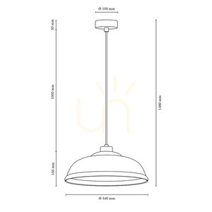 Lampa Wisząca Molde 1xE27 Max.60W Drewno Bukowe Orzechowe/Transparentny Kabel PVC/Biały Szklany Klosz Ø34 cm small 2