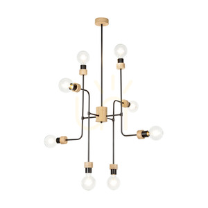 Lampa Sufitowa Montix 8xE27 Max.40W Dąb Olejowany/Czarny Metal Ø73 cm small 2
