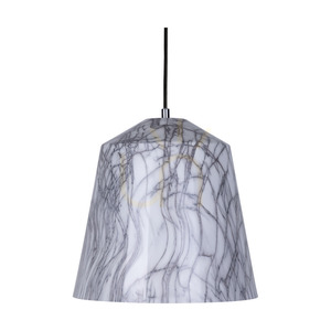 Lampa Wisząca Natura 1xE27 Max.60W Chrom Metal/Transparentny Kabel PVC/Czarno-Biało-Szary Metalowy Klosz Ø33 cm small 2