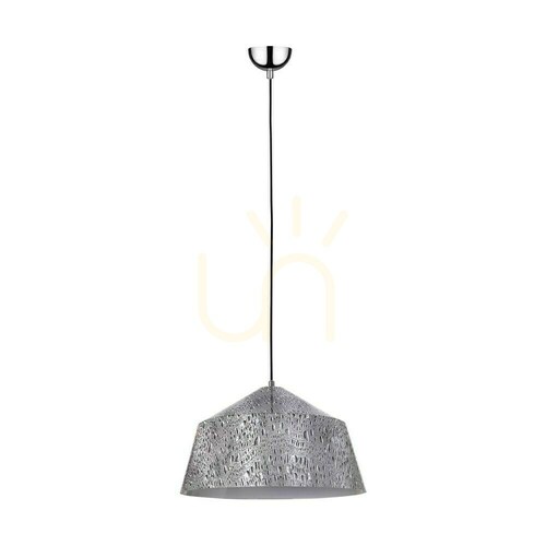 Sprawdź Lampa Wisząca Natura 1xE27 Max.60W Chrom Metal/Transparentny Kabel PVC/Czarno-Biało-Szary Metalowy Klosz Ø41.5 cm