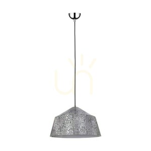 Lampa Wisząca Natura 1xE27 Max.60W Chrom Metal/Transparentny Kabel PVC/Czarno-Biało-Szary Metalowy Klosz Ø41.5 cm small 0
