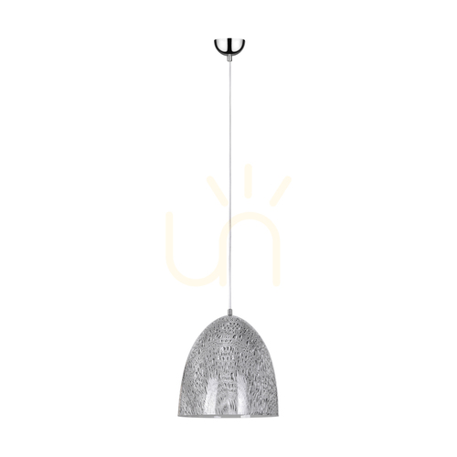 Sprawdź Lampa Wisząca Natura 1xE27 Max.60W Chrom Metal/Transparentny Kabel PVC/Czarno-Biało-Szary Metalowy Klosz Ø30 cm