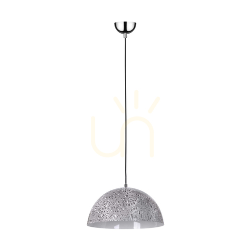 Sprawdź Lampa Wisząca Natura 1xE27 Max.60W Chrom Metal/Transparentny Kabel PVC/Czarno-Biało-Szary Metalowy Klosz Ø36 cm