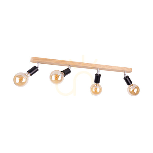 Sprawdź Lampa Sufitowa Negro 4xE27 Max.25W Dąb Olejowany/Czarny Metal 78 cm