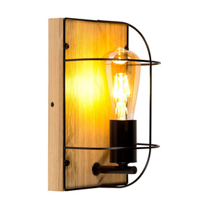 Kinkiet Netuno 1xE27 Max 15W LED Dąb Olejowany/Czarny Metal 15 cm small 1