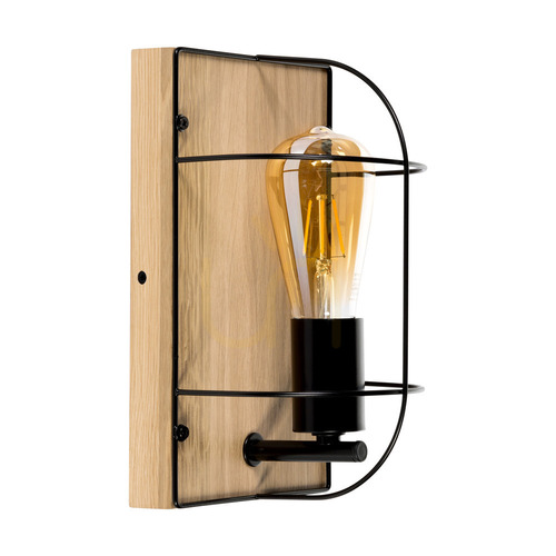 Sprawdź Kinkiet Netuno 1xE27 Max 15W LED Dąb Olejowany/Czarny Metal 15 cm