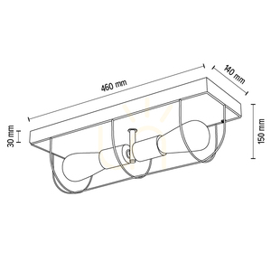 Kinkiet Netuno /Lampa Sufitowa 2xE27 Max.15W LED Dąb Olejowany/Czarny Metal 46 cm small 6