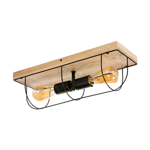 Kinkiet Netuno /Lampa Sufitowa 2xE27 Max.15W LED Dąb Olejowany/Czarny Metal 46 cm small 0