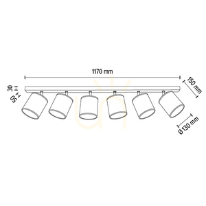 Lampa Sufitowa Nevoa 6xE27 Max.25W Czarny-Chrom Metal/Srebrny Abażur 127 cm small 3