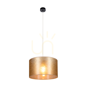 Lampa Wisząca Nevoa 1xE27 Max.60W Czarny Metal/Transparentny Kabel PVC/Złoty Abażur Ø40 cm small 1