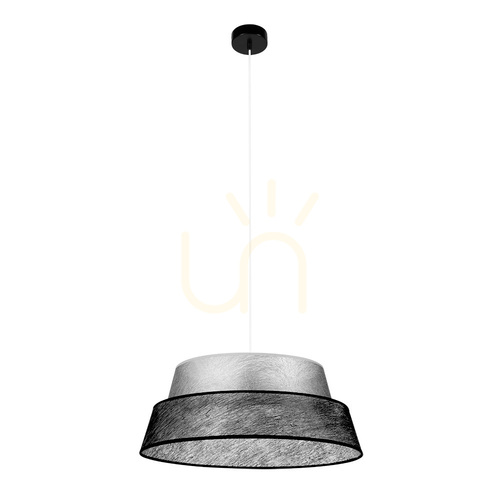 Sprawdź Lampa Wisząca Nevoa 1xE27 Max.60W Czarny Metal/Transparentny Kabel PVC/Srebrno-Czarny Abażur Ø50 cm