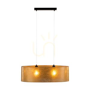 Lampa Wisząca Nevoa 2xE27 Max.40W Czarny Metal/Transparentny Kabel PVC/Złoty Abażur 80 cm small 1