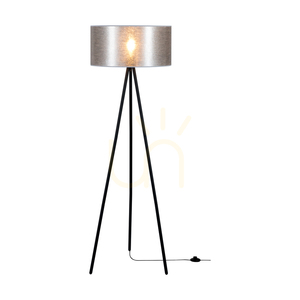 Lampa Podłogowa Nevoa 1xE27 Max.40W Czarny Metal/Czarny Kabel PVC/Srebrny Abażur Ø50 cm small 1