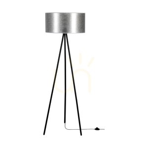 Lampa Podłogowa Nevoa 1xE27 Max.40W Czarny Metal/Czarny Kabel PVC/Srebrny Abażur Ø50 cm small 0