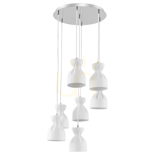 Sprawdź Lampa Wisząca Noelle 7xE14 Max.40W Chrom Metal/Białe Ceramiczne Klosze Ø38 cm