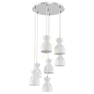 Lampa Wisząca Noelle 7xE14 Max.40W Chrom Metal/Białe Ceramiczne Klosze Ø38 cm small 0