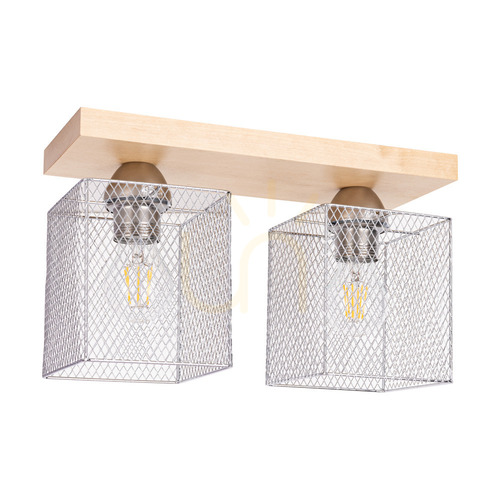 Sprawdź Lampa Sufitowa Norman Wood 2xE27 Max.25W Brzoza/Chromowany Metalowy Klosz 35 cm