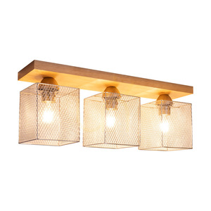 Lampa Sufitowa Norman Wood 3xE27 Max.25W Brzoza/Chromowany Metalowy Klosz 55 cm small 1