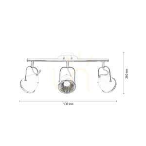 Lampa Sufitowa Oliver Incl.3xGU10 LED Max.6W Biały/Chrom Metal 53 cm small 4