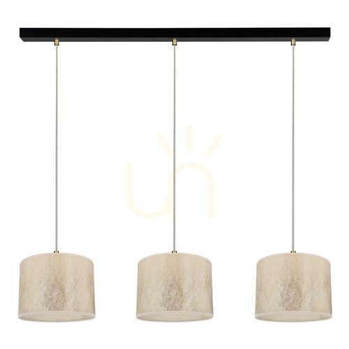 Sprawdź Lampa Wisząca Ora 3xE27 Max.40W Czarny Metal/Transparentny Kabel PVC/Złoty Abażur 100 cm