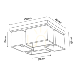 Lampa Sufitowa Paloma 4xE27 Max.25W Dąb Olejowany/Czarny Abażur 45 cm small 5