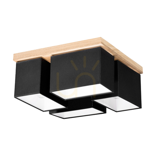 Sprawdź Lampa Sufitowa Paloma 4xE27 Max.25W Dąb Olejowany/Czarny Abażur 45 cm