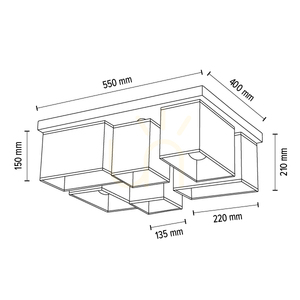 Lampa Sufitowa Paloma 6xE27 Max.25W Dąb Olejowany/Biały Abażur 55 cm small 7