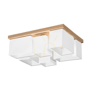 Lampa Sufitowa Paloma 6xE27 Max.25W Dąb Olejowany/Biały Abażur 55 cm small 0