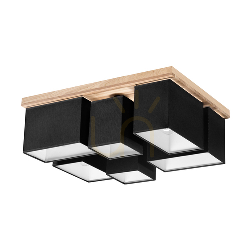 Sprawdź Lampa Sufitowa Paloma 6xE27 Max.25W Dąb Olejowany/Czarny Abażur 55 cm
