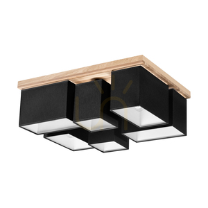 Lampa Sufitowa Paloma 6xE27 Max.25W Dąb Olejowany/Czarny Abażur 55 cm small 0