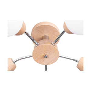 Lampa Sufitowa Parma Wood 5xE27 Max.60W Dąb Olejowany/Chrom Metal/Biały Szklany Klosz Ø62 cm small 2