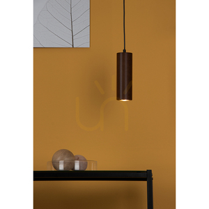 Lampa Wisząca Pipe Incl.1xGU10 LED Max.5W Drewno Bukowe Orzechowe/Czarny Metal/Czarny Kabel PVC Ø10 cm small 2