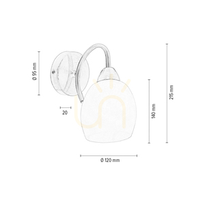 Kinkiet Pisa 1xE27 Max.60W Satyna Metal/Biały Szklany Klosz 21.5 cm small 3