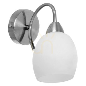 Kinkiet Pisa 1xE27 Max.60W Satyna Metal/Biały Szklany Klosz 21.5 cm small 0