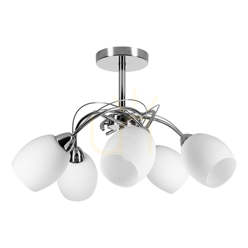 Sprawdź Lampa Sufitowa Pisa 5xE27 Max.60W Chrom Metal/Biały Szklany Klosz Ø58 cm