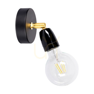 Kinkiet Porcia 1xE27 Max.25W Czarny-Złoty Metal/Czarna Ceramika 13 cm small 0