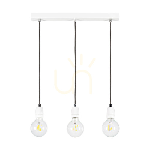 Sprawdź Lampa Wisząca Porcia 3xE27 Max.60W Biały Metal/Antracytowy Kabel w Oplocie/Biała Ceramika 52 cm