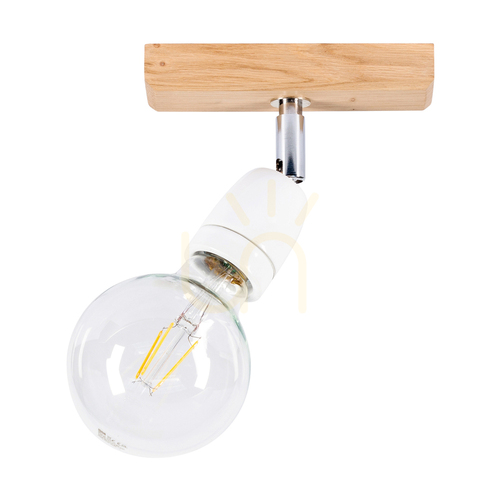 Sprawdź Kinkiet Porcia Wood 1xE27 Max.25W Dąb Olejowany/Chrom Metal/Biała Ceramika 13 cm