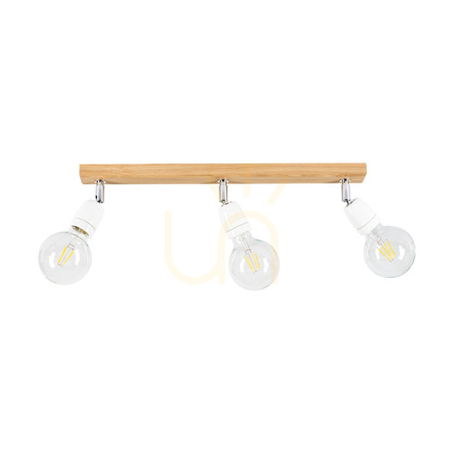 Sprawdź Lampa Sufitowa Porcia Wood 3xE27 Max.25W Dąb Olejowany/Chrom Metal/Biała Ceramika 52 cm