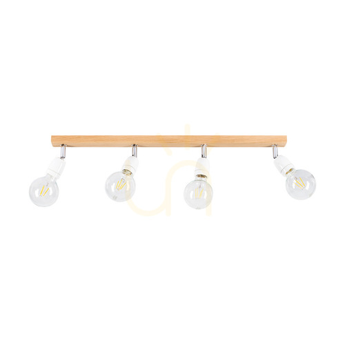 Sprawdź Lampa Sufitowa Porcia Wood 4xE27 Max.25W Dąb Olejowany/Chrom Metal/Biała Ceramika 75 cm