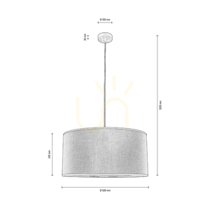 Lampa Wisząca Prata 1xE27 Max.60W Chrom Metal/Transparentny Kabel PVC/Srebrny Abażur Ø50 cm small 4